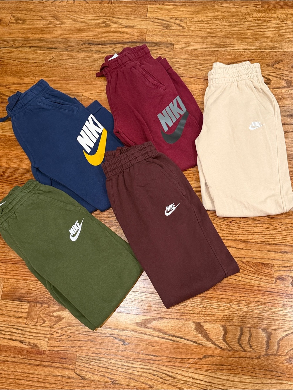 Nike Kids Sweatpants Bundle — Navy, Burgundy, Olive, Maroon, Cream